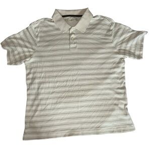 Tasso Elba Pima Cotton Men's Striped Polo Shirt - Cream Size: M
